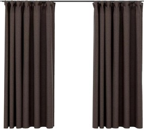 vidaXL Draperii opace aspect in, cârlige, 2 buc. gri taupe, 140x175 cm