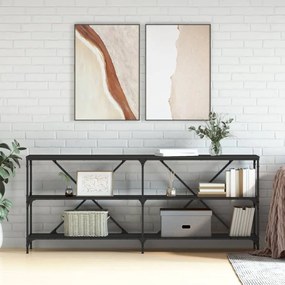 vidaXL Masă consolă, negru, 180x30x75 cm, lemn prelucrat și fier