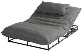 Șezlong de grădină gri închis din metal/capitonat Emma – Hartman