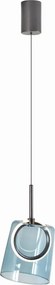 Pendul modern LED 3000K, inaltime reglabila, sticla, albastru, Zula