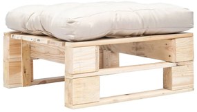 vidaXL Taburet de grădină din paleți cu pernă nisipie, natural, lemn
