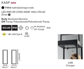 Felinar / Lampa LED solara portabila iluminat exterior decorativ IP65 KASP H-50cm