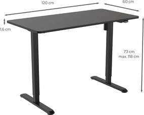 Birou cu reglare pe înălțime, 120x60 cm negru