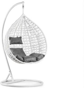 Scaun suspendat alb KOKON cu suport, perna gri