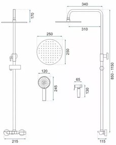 Coloana de dus cu termostat Rea Max negru mat plus dus igienic