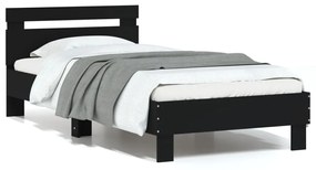 838751 vidaXL Cadru de pat cu tăblie și lumini LED, negru, 75x190 cm