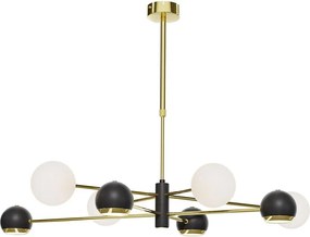 Jupiter 1971 - Lustră pe tijă MOKA, 4xGU10/10W/230V + 4xG9/10W/230V, aurie/neagră/albă