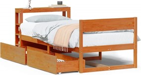 vidaXL Cadru pat fără saltea, maro ceruit, 90x190 cm, lemn masiv pin