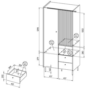 Dulap de haine Phelan P1 (Nuc warmia + Negru). 1062531