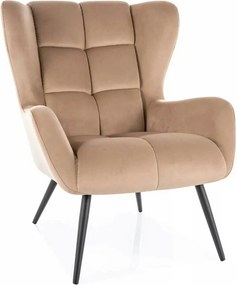 Fotoliu LOUIS, stofa catifelata bej - Bluvel 28, 75x87x91 cm