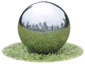 Fântână sferică de grădină cu LED-uri, 30 cm, oțel inoxidabil