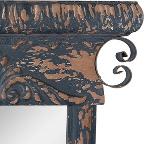 Oglinda de perete, albastra, din lemn, aspect vintage, 45x4x131 cm