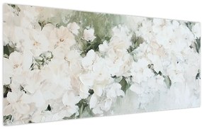 Tablou - Abstracție de Flori Albe (120x50 cm)
