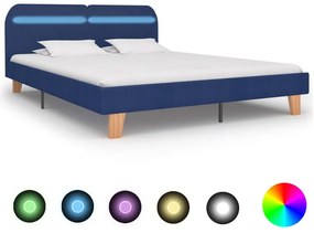 vidaXL Cadru de pat cu LED-uri, albastru, 160x200 cm, material textil