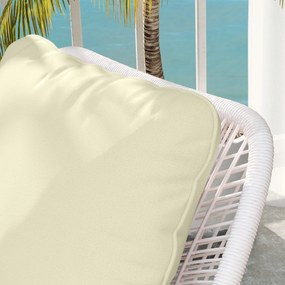Outsunny Set de 2 perne pentru șezut cu spătar, pernă de șezut și de spătar pentru exterior și interior, crem | Aosom Romania