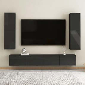 Dulap TV, negru extralucios, 30,5x30x110 cm, PAL 1, negru foarte lucios, 30.5 x 30 x 110 cm