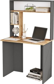 Birou BR2-AA, gri antracit/stejar, PAL melaminat, 90x52x149 cm