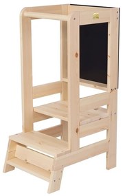 Turn de învățare în culoare naturală din lemn de pin Montessori – Meowbaby