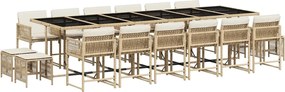 vidaXL Set mobilier de grădină cu perne, 17 piese, bej, poliratan