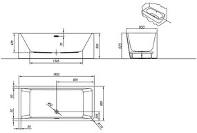 Cada dreptunghiulara, Kolpasan, Elektra-SP-D, montaj pe dreapta, 185 x 85 cm, alb