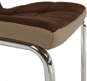 Scaun bucătărie, material textil maro/piele ecologică bej/crom, SALOMA NEW