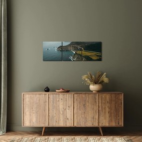 Tablou - Stânci în ocean (cu ceas) (90x30 cm)