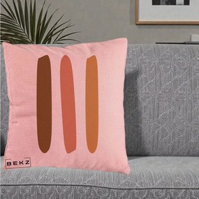 Perna Decorativa Abstract Linii Terracotta, 40x40 cm, Roz, Husa Detasabila, Perna Inclusa, BEKZ®