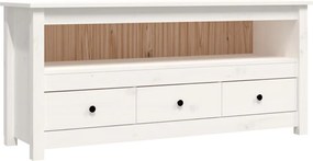 vidaXL Comodă TV, alb, 114x35x52 cm, lemn masiv de pin