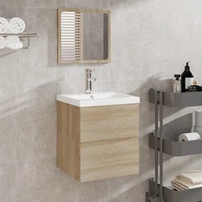 vidaXL Dulap de baie cu oglindă, stejar sonoma, lemn prelucrat