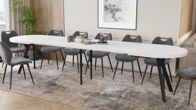 Mazzoni Masă ovală extensibilă EXPANSO Alb Mat / picioare negre