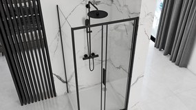 Cabina dus de colt Rapid Slide Negru 140x90cm, Rea