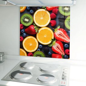 Panou Sticla Bucatarie, 100x100cm, Protectie aragaz, Antistropi, Termorezistent, Alimente, Fructe, Orange Fruit Mix