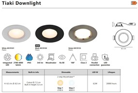 Spot LED incastrabil pentru baie IP65 Tiaki negru 2700K / 4000K MOODMAKER