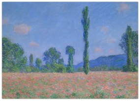Tablou pe sticlă - Claude Monet, Poppy Field (Giverny), reproducere (70x50 cm)