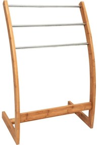 MSV Suport pentru prosoape din bambus cu 3 bare 57x 35 x 85 cm
