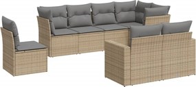 vidaXL Set canapele de grădină, 8 piese, cu perne, bej, poliratan