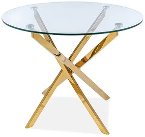 Masă de sufragerie Alix (sticlă + auriu) (pentru 4 persoane). Promo -6%. 1049855