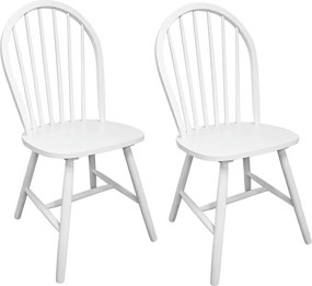 vidaXL Scaune de bucătărie, 2 buc., alb, lemn masiv de hevea