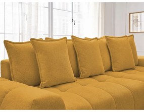 Colțar galben muștar extensibil/cu spațiu de depozitare cu tapițerie din chenille (cu colț pe partea dreaptă/cu șezlong) Everest – Bobochic Paris