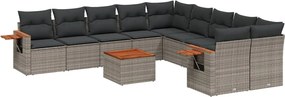 vidaXL Set canapele de grădină cu perne, 11 piese, gri, poliratan