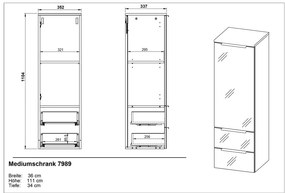 Dulap de baie de perete gri 36x111 cm Vasio – Germania