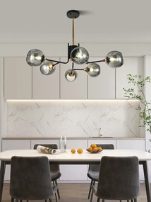 Lustra model N6802-6 – 6 abajururi elegante, finisaj negru