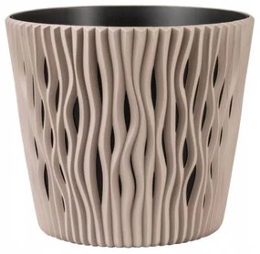 Ghiveci decorativ de flori, rotund, cafeniu, 15.8x13.8 cm, Sandy Round