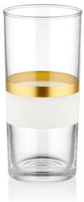 Set 6 Pahare 225 ml, Sticla, SNW0008, Transparent / Auriu
