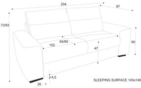 Canapea extensibilă 3 locuri COMO, verde