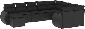 vidaXL Set canapele de grădină cu perne, 10 piese, negru, poliratan