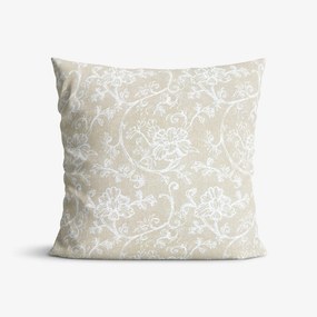Goldea față de pernă decorativă loneta - flori albe cățărătoare 45 x 45 cm