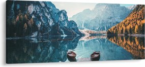 Tablou - Bărci pe Lacul Braies (120x50 cm)