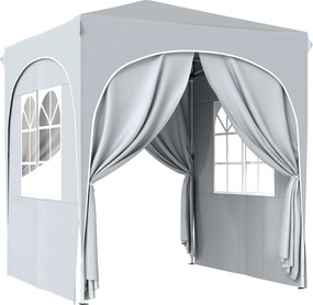 Outsunny Gazebo Pliabil 2 x 2 m, Pavilion de Grădină Portabil UPF50+ cu 4 Pereți Laterali, Înălțime Reglabilă, Geantă de Transport pentru Petreceri, Evenimente, Camping, Gri Deschis | Aosom Romania