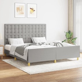 3125389 vidaXL Cadru de pat cu tăblie, gri deschis, 160x200 cm, textil